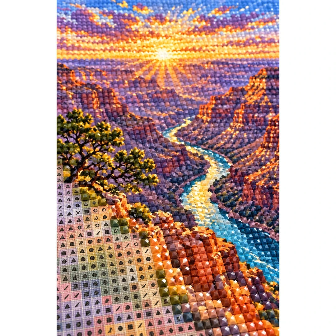 Grand Canyon Sunrise River diamond and canvas detail