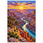 Grand Canyon Sunrise River finished diamond artwork on white background