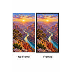 Grand Canyon Sunrise River No Frame and Framed comparison