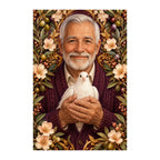 Original white-background artwork of Grandfather and White Dove