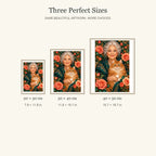 Grandmother and Ginger Cat diamond painting in 20 by 30, 30 by 40, and 40 by 50 centimeter sizes