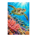 Original Great Barrier Reef Turtle artwork on a white background.