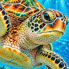 Close-up of drill details in the Great Barrier Reef Turtle diamond painting.