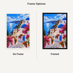 Greek Island Flower Stairway No Frame and Framed comparison