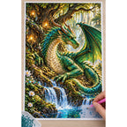 Green Dragon Ancient Tree diamond painting process