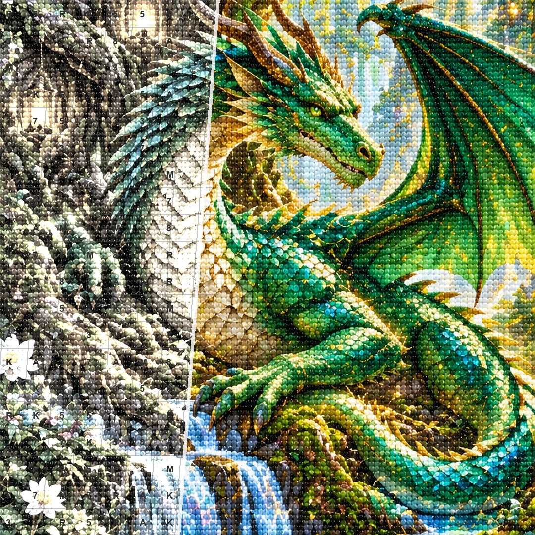 Green Dragon Ancient Tree canvas and resin drill detail