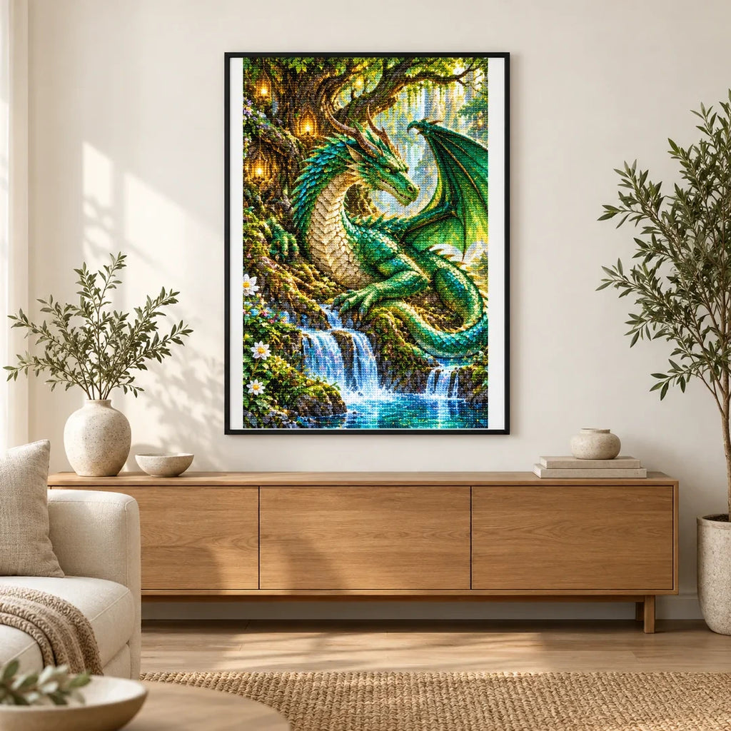 Green Dragon Ancient Tree finished artwork in home décor