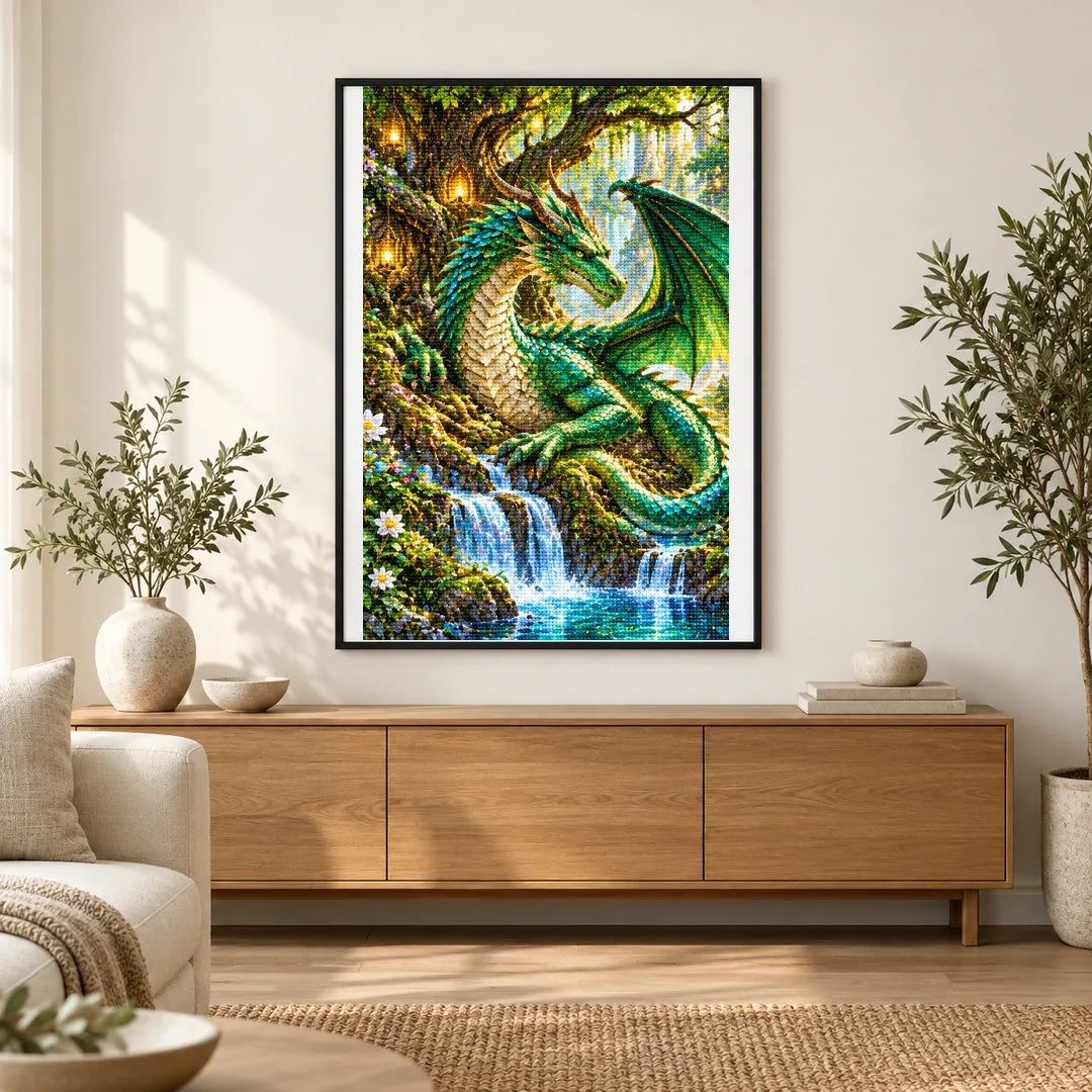 Green Dragon Ancient Tree finished artwork in home décor