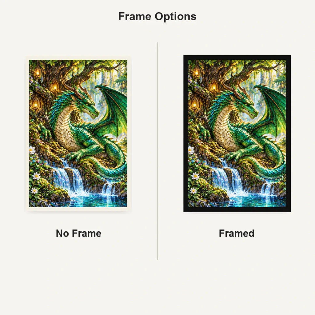 Green Dragon Ancient Tree No Frame and Framed comparison