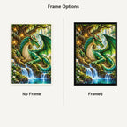 Green Dragon Ancient Tree No Frame and Framed comparison