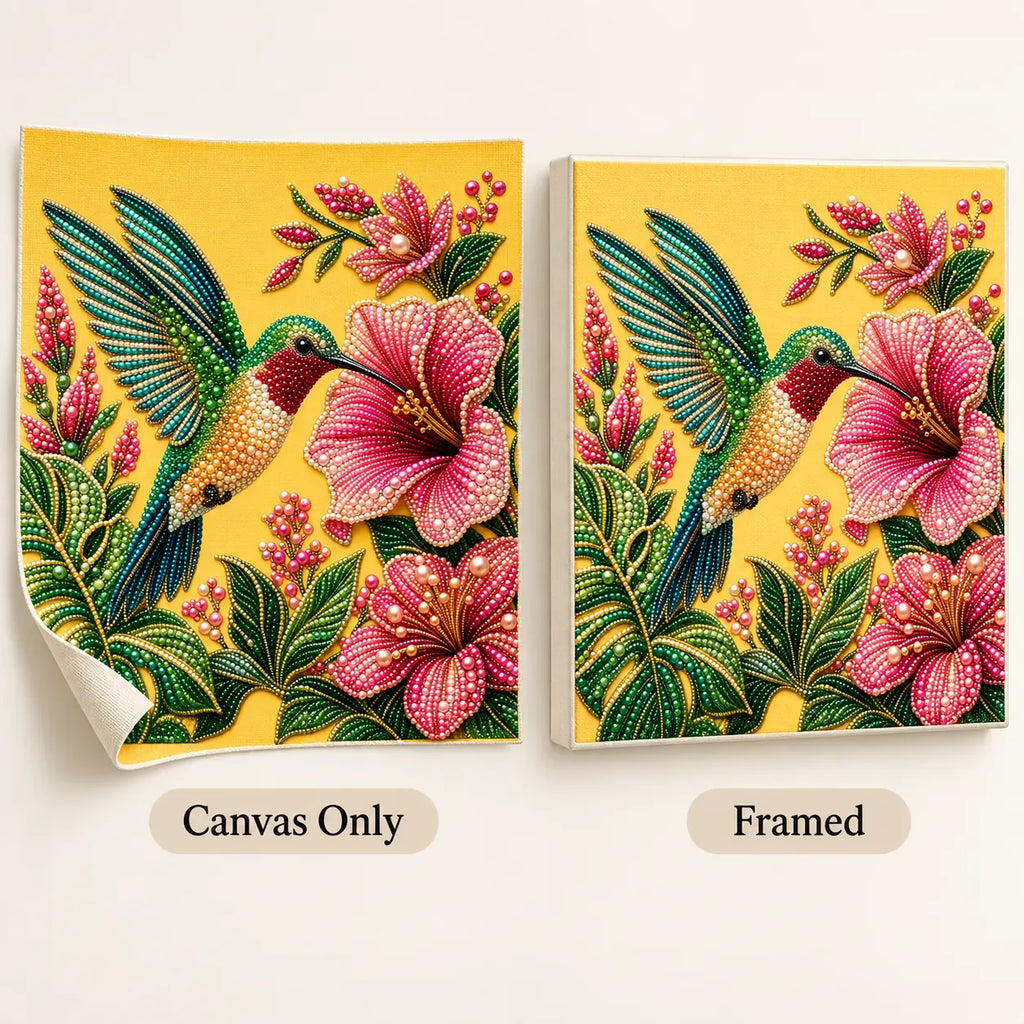 style image for the Green Hummingbird Hibiscus pearl painting kit