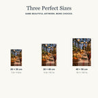 Portrait size guide for the greenhouse Christmas breakfast design: 20 × 30, 30 × 40, and 40 × 50 cm