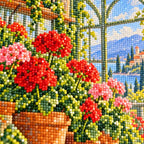 Greenhouse Potting Table — close-up canvas and resin drill detail