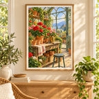 Greenhouse Potting Table — finished diamond painting displayed in a home interior