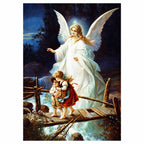 Original artwork for Guardian Angel Protecting Children on a Bridge Diamond Painting Kit