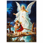 Finished diamond painting for Guardian Angel Protecting Children on a Bridge Diamond Painting Kit
