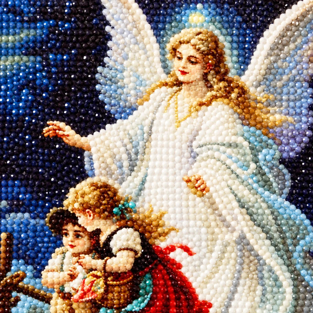 Diamond drill detail for Guardian Angel Protecting Children on a Bridge Diamond Painting Kit
