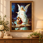 Home decor scene for Guardian Angel Protecting Children on a Bridge Diamond Painting Kit