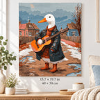 Guitar Playing Duck shown in a styled room with 15.7 × 19.7 in and 40 × 50 cm dimensions