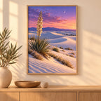Gypsum dunes yucca moon diamond painting displayed in a framed home decor scene