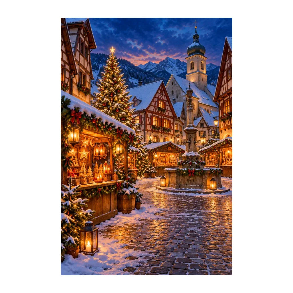 Original Half Timber Christmas Market artwork on a white background.
