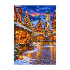 White-background finished diamond painting of Half Timber Christmas Market.