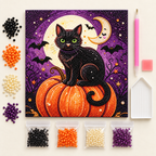 Halloween Black Cat Pumpkin Pearl Diamond Painting kit
