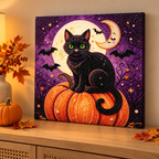 Halloween Black Cat Pumpkin Pearl Diamond Painting process