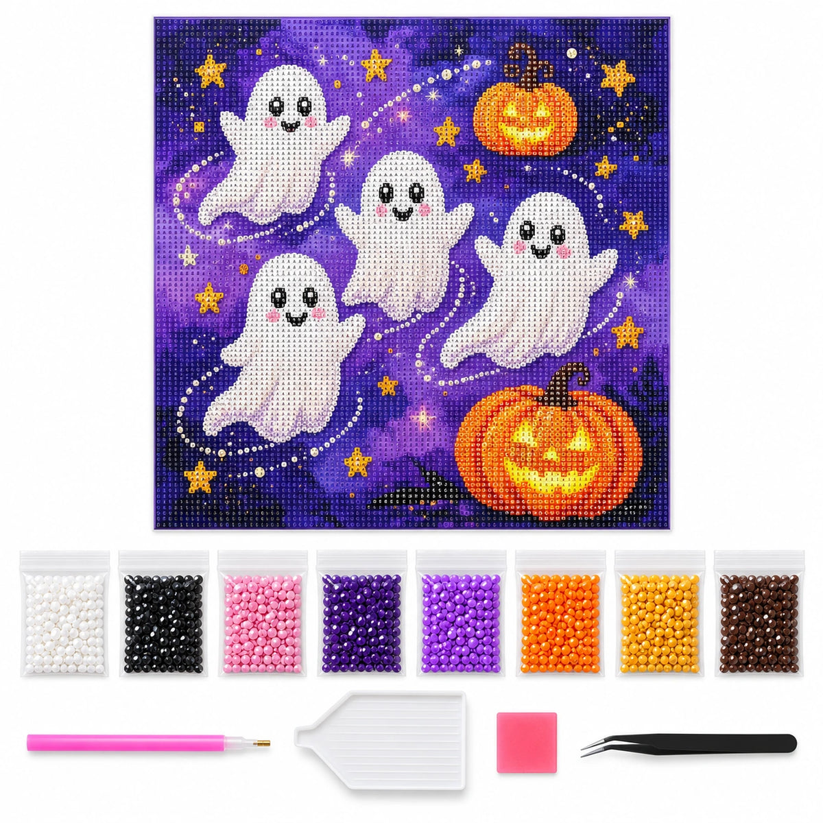 Halloween Ghosts and Pumpkins Pearl Diamond Painting kit
