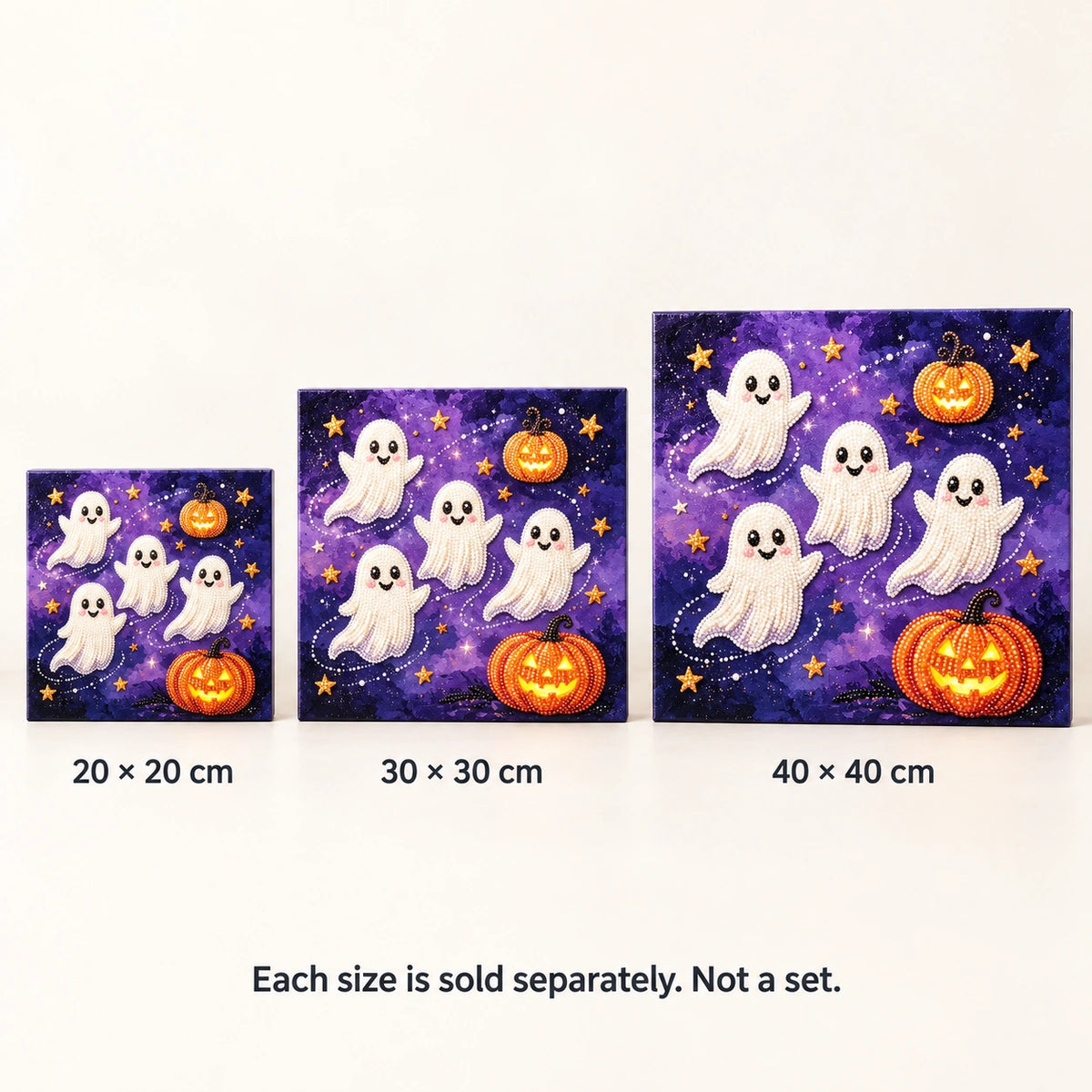 Halloween Ghosts and Pumpkins Pearl Diamond Painting size