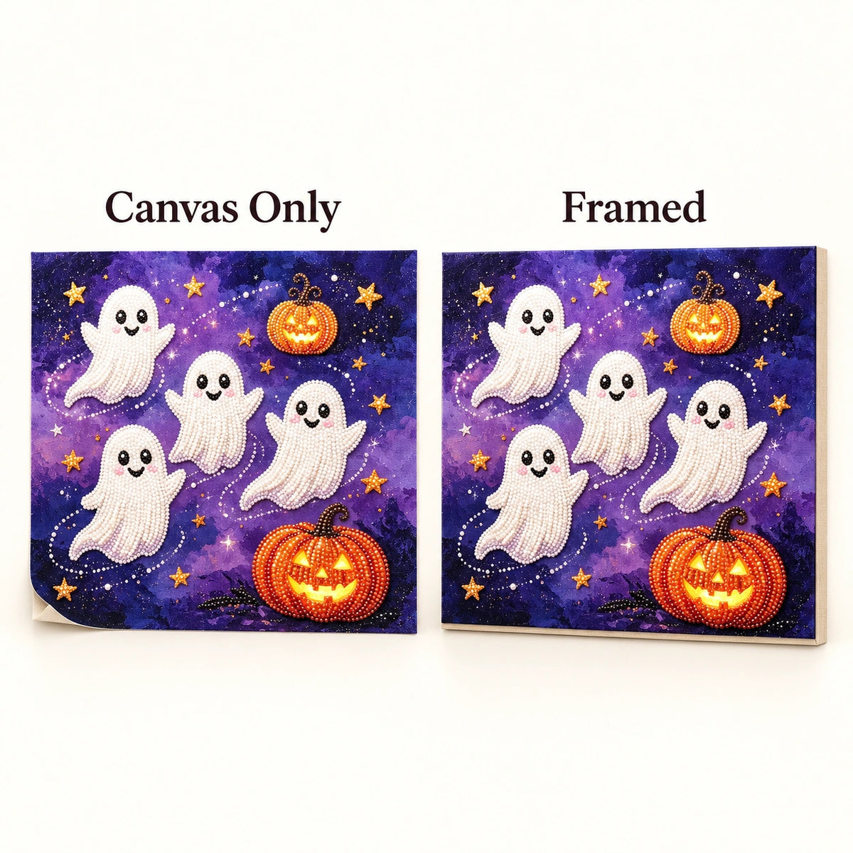 Halloween Ghosts and Pumpkins Pearl Diamond Painting style