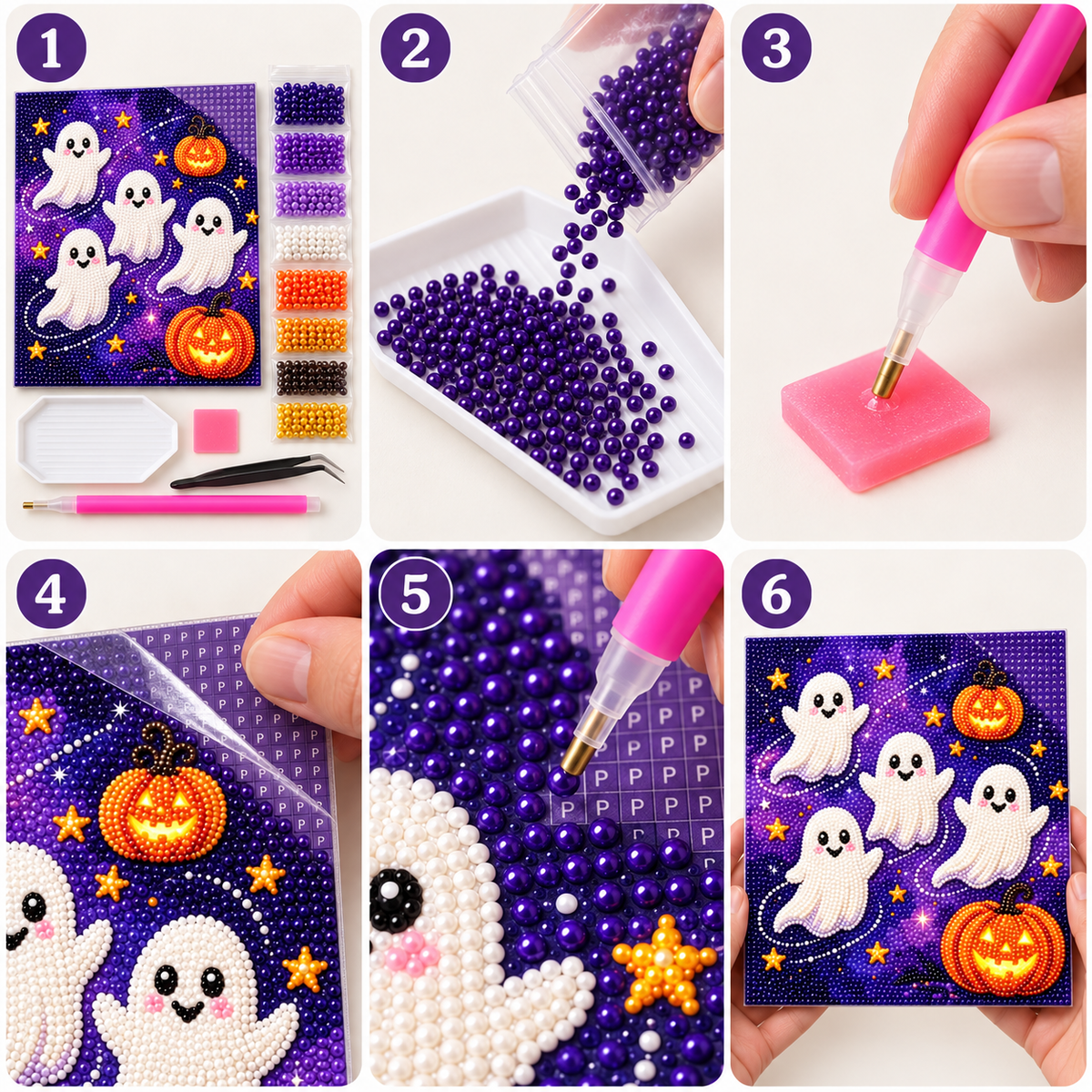 Halloween Ghosts and Pumpkins Pearl Diamond Painting tutorial
