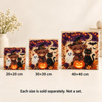 Halloween Highland Cow and Cat Pearl Diamond Painting Kit size image