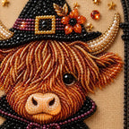 Halloween Highland Cow Gothic Arch Pearl Diamond Painting Kit detail image