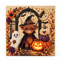 Halloween Highland Cow Gothic Arch Pearl Diamond Painting Kit hero image