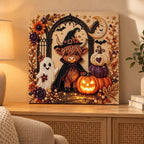 Halloween Highland Cow Gothic Arch Pearl Diamond Painting Kit room image