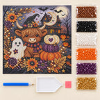 Halloween Highland Cow Haunted House Pearl Diamond Painting Kit kit image