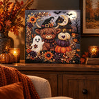 Halloween Highland Cow Haunted House Pearl Diamond Painting Kit room image