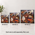 Halloween Highland Cow Haunted House Pearl Diamond Painting Kit size image