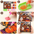 Halloween Highland Cow Haunted House Pearl Diamond Painting Kit tutorial image