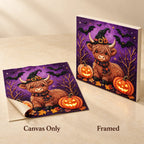Halloween Highland Cow and Pumpkins Pearl Diamond Painting Kit style image