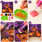 Halloween Highland Cow and Pumpkins Pearl Diamond Painting Kit tutorial image