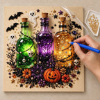 Halloween Potion Bottles Pearl Diamond Painting Kit process image