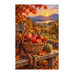 White-background finished diamond painting of harvest apple basket