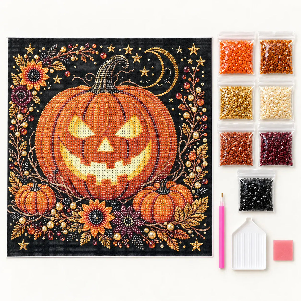 Harvest Moon Jack-o-Lantern Pearl Diamond Painting Kit kit image