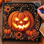 Harvest Moon Jack-o-Lantern Pearl Diamond Painting Kit process image
