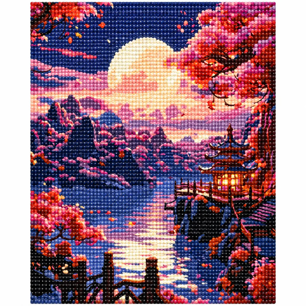 Finished diamond painting for Harvest Moon Over Quiet Waters Diamond Painting Kit