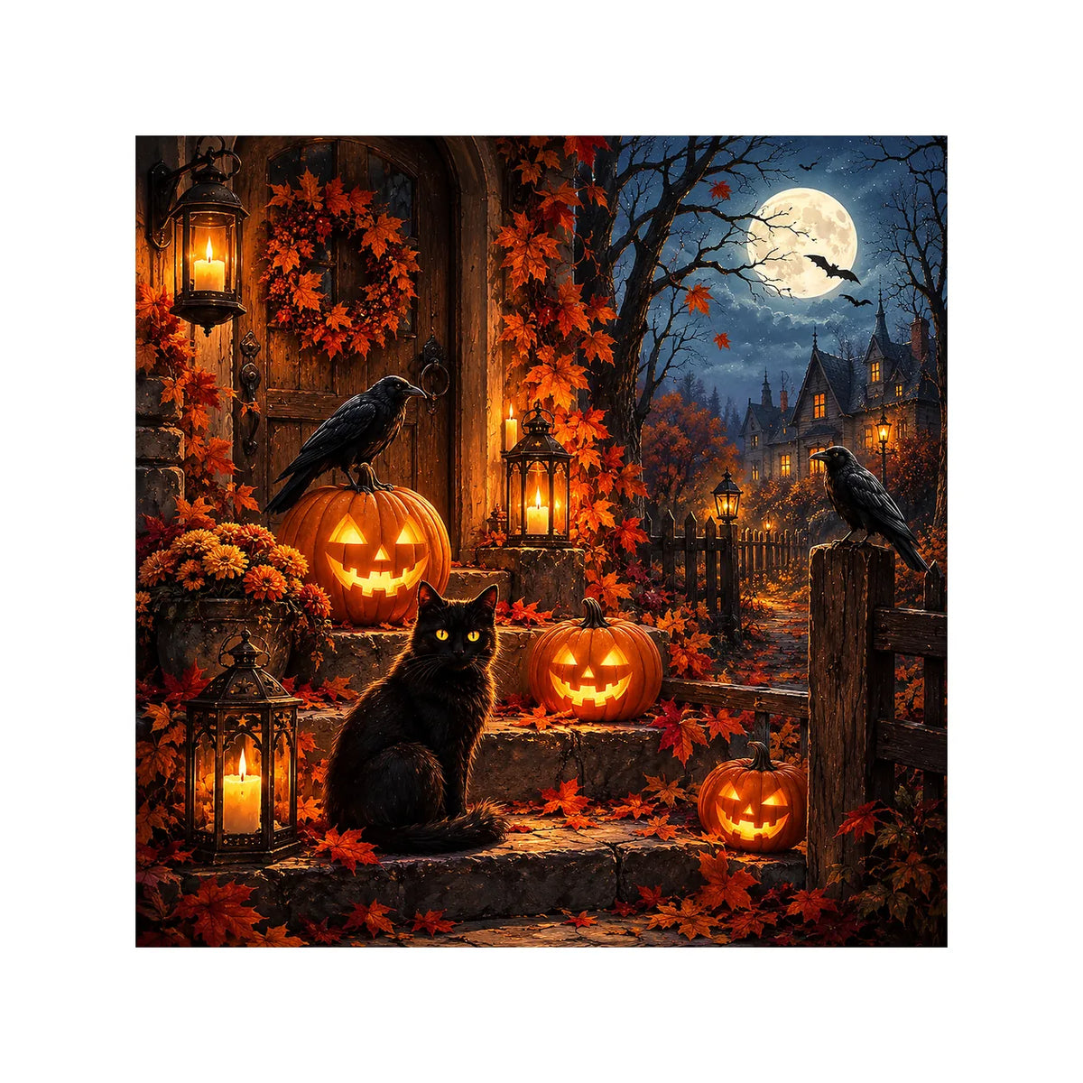 Original artwork for Harvest Night Guardians Diamond Painting Kit