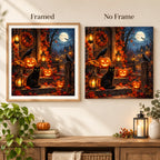 Framed and no-frame comparison for Harvest Night Guardians Diamond Painting Kit