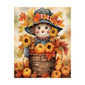 Harvest Scarecrow Pumpkin Diamond Painting Kit original artwork on white background